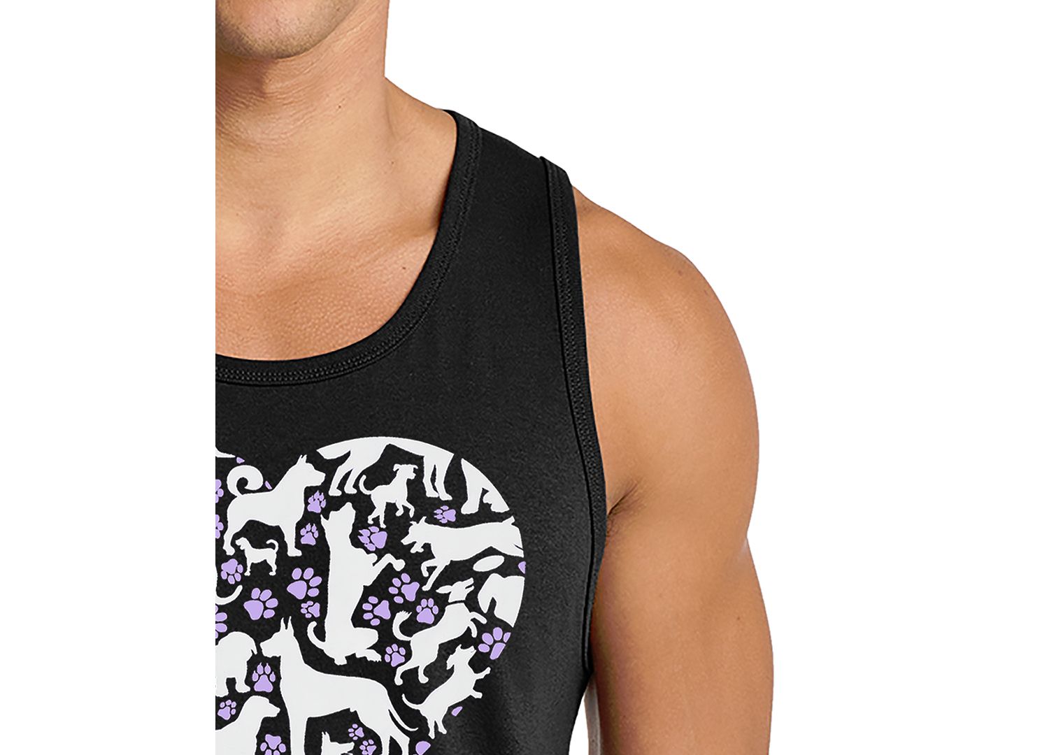Men's Penguin Heart Word Art Graphic Tank Top