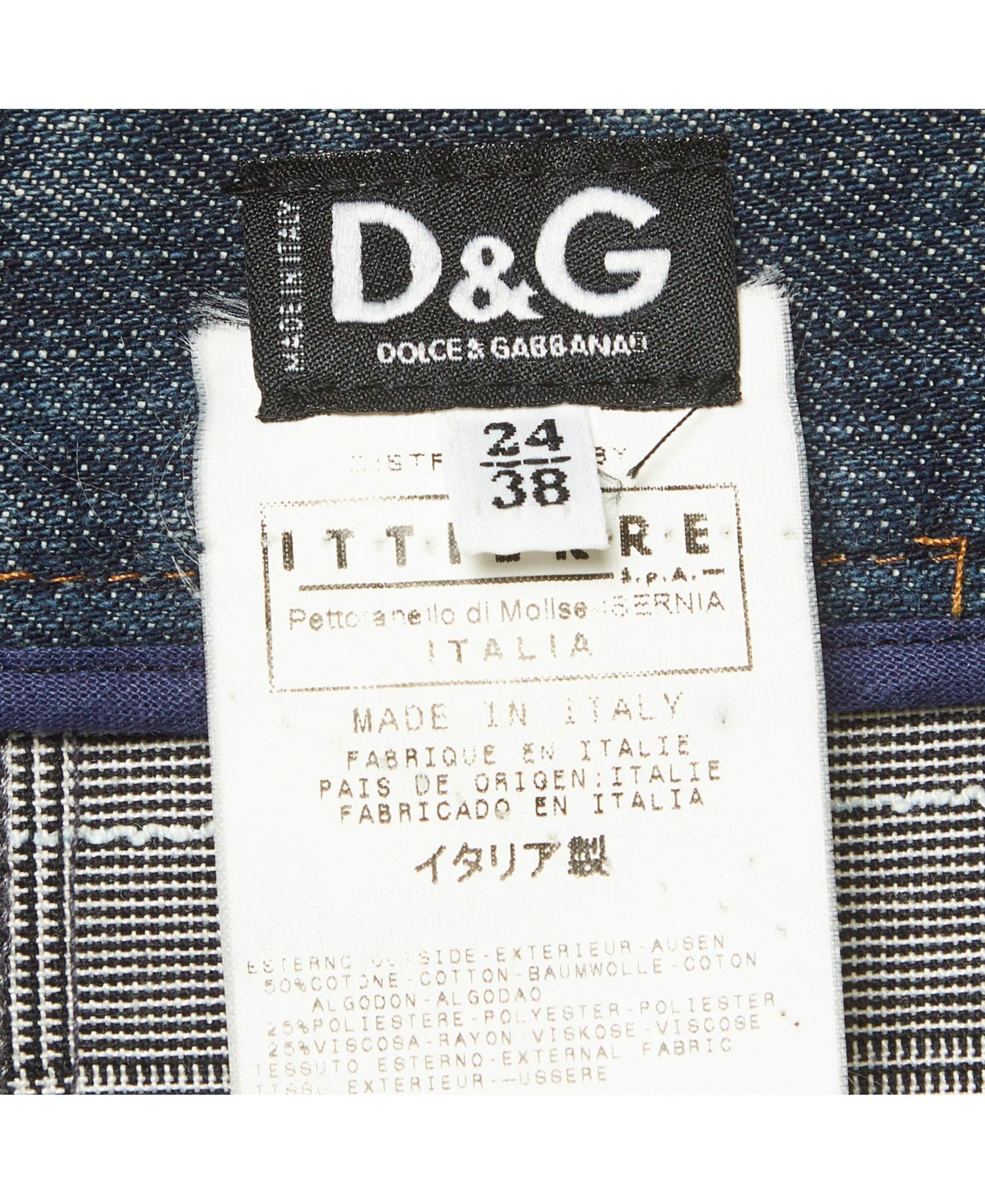 Pre-Owned Dolce and Gabbana Women's Plaid Denim Lace Detail Wrap Skirt