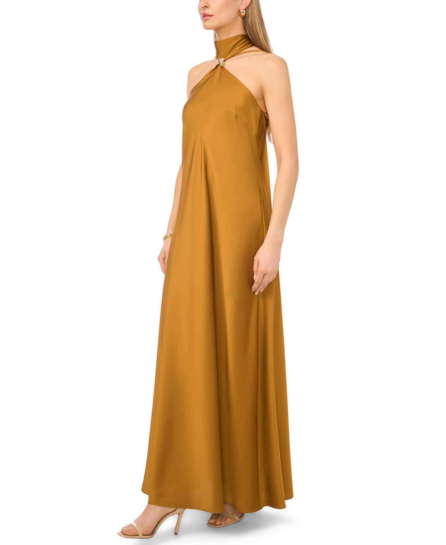 Women's Sleeveless Halter Neck Cutaway Maxi Dress