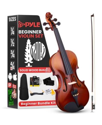 Premium Solid Wood Full Size Violin Kit, 4/4 Violin Starter Package with Travel Case & Bow, Extra Strings, Digital Tuner