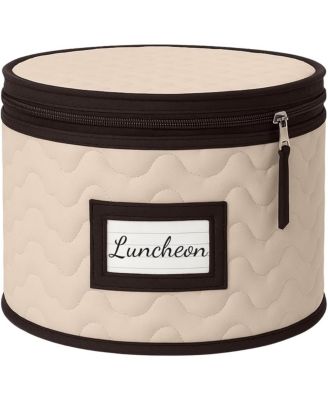 Quilted Microfiber China Organizer Box with Dividers - Protects & Organizes Up to 12 Pieces - Ideal for Seasonal Dishware Protection