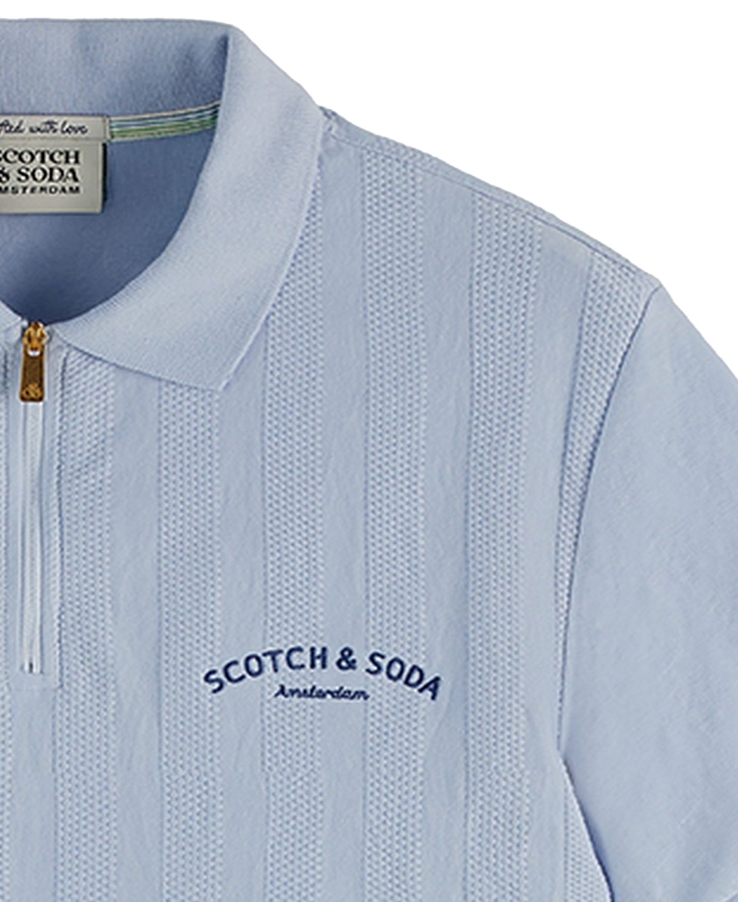 Men's Popcorn Textured Quarter-Zip Short-Sleeve Polo Shirt