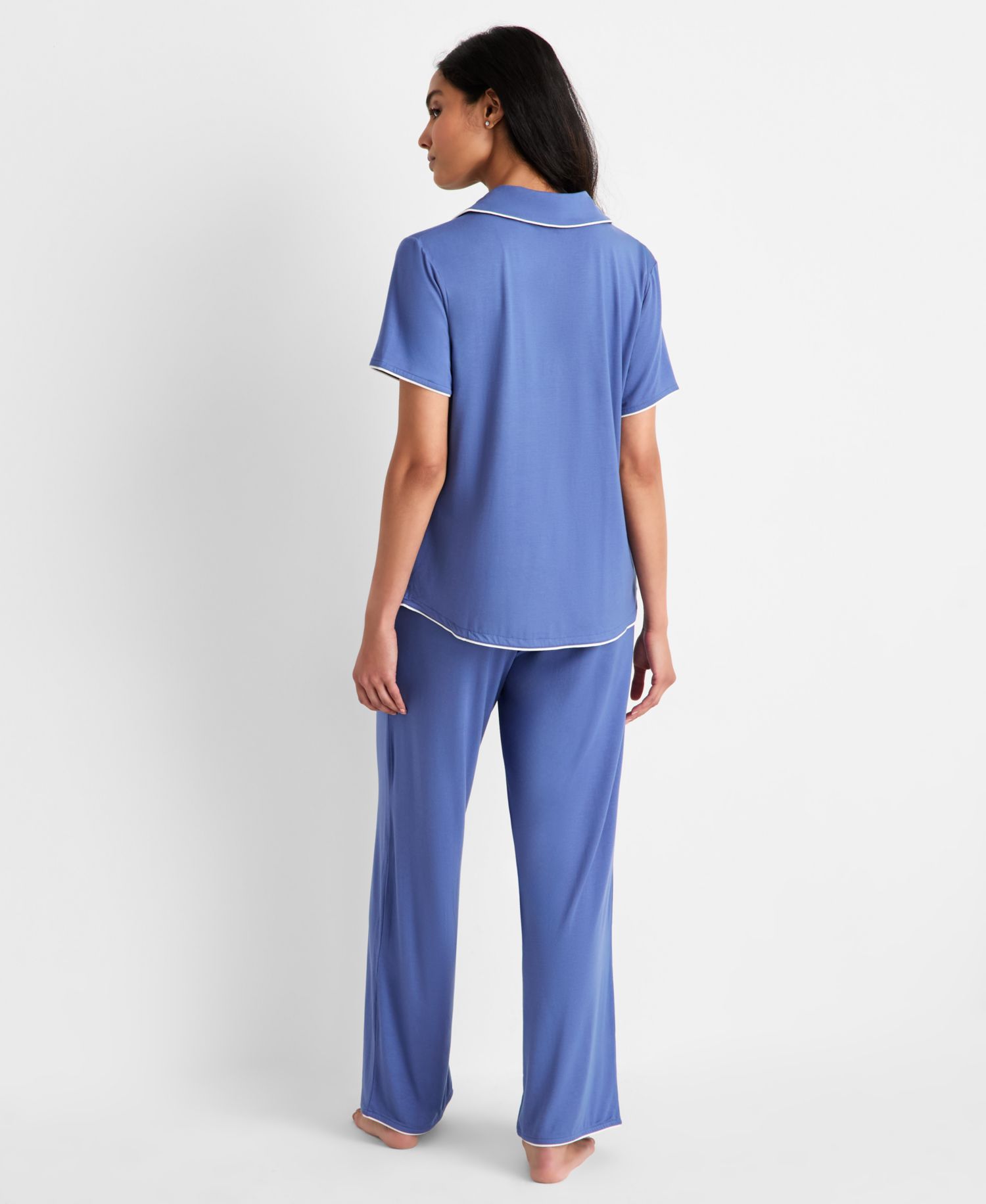 Women's Modal Fluid Knit Notch Collar Pajama Set