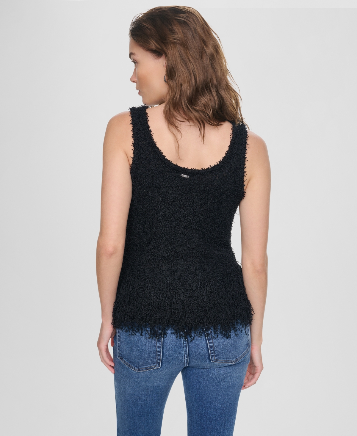 Dkny Jeans Women's Sleeveless Cropped Fringe Tank Top