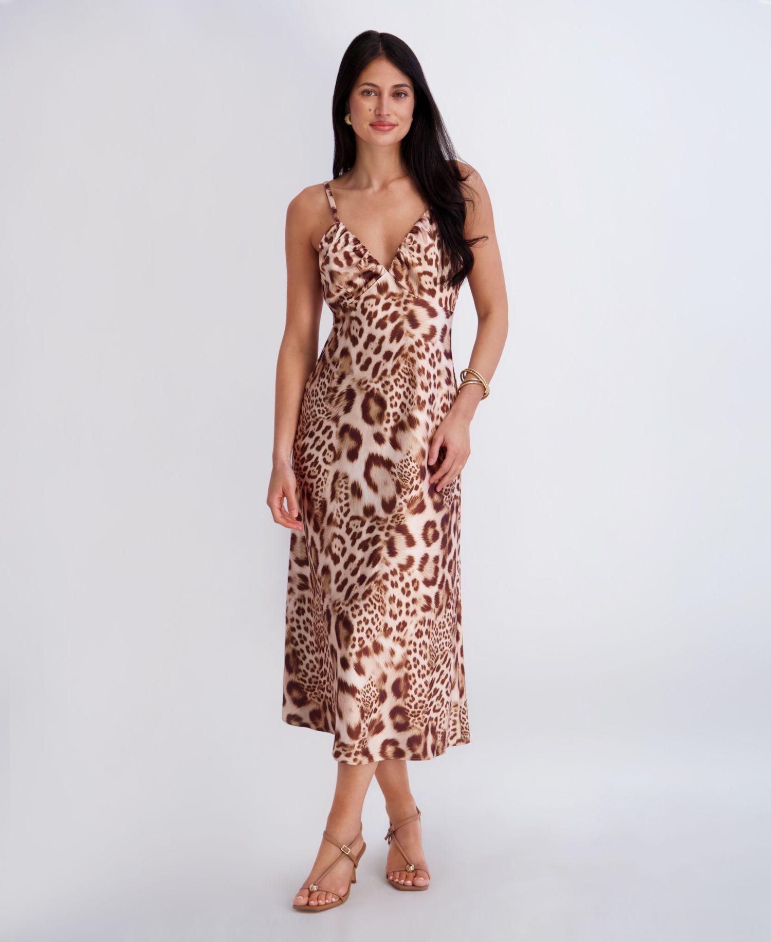 Women’s Animal Print Satin Midi Dress