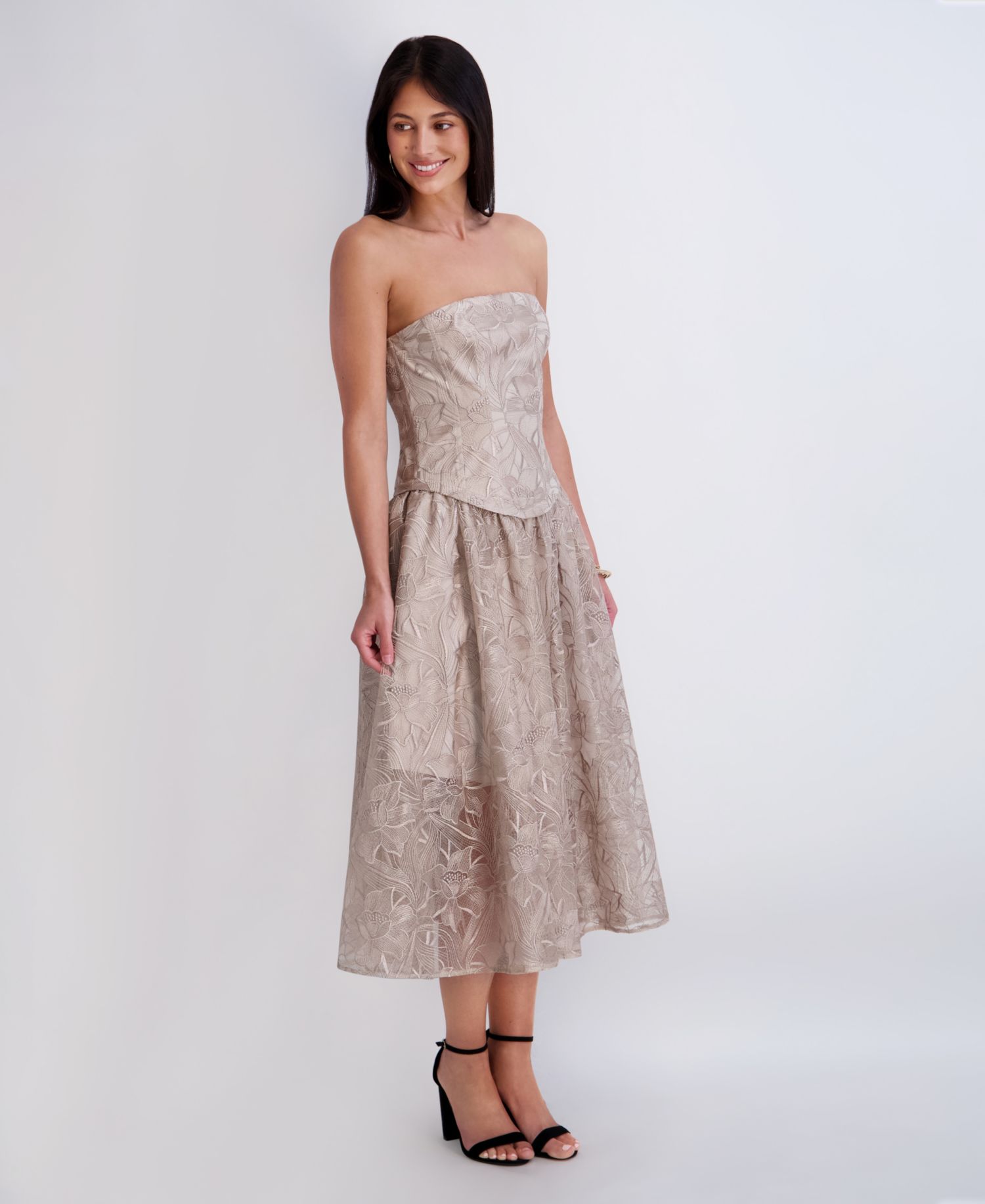 Women’s Embroidered Mesh Midi Dress