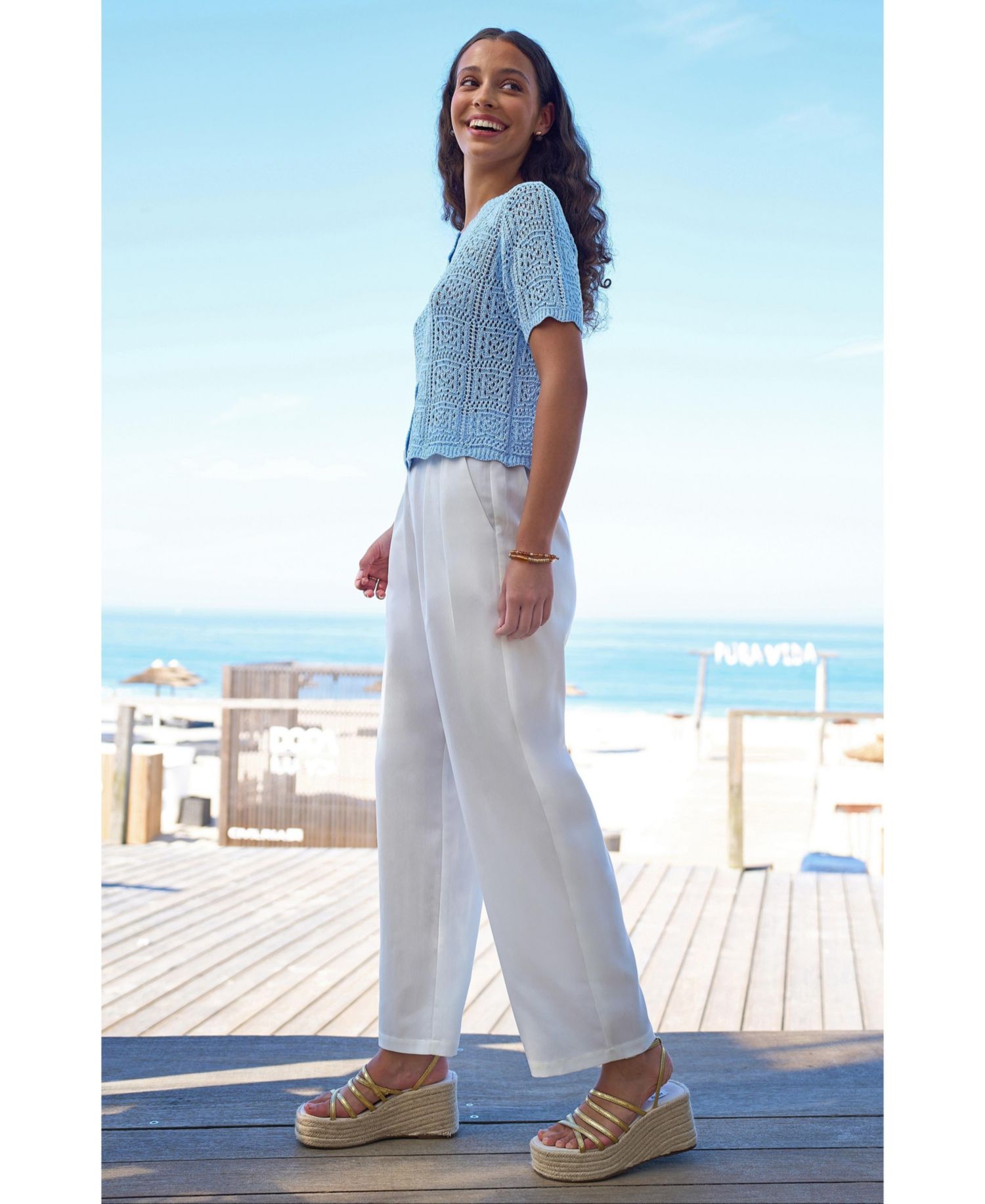 Women's Crochet Short Sleeve Cardigan