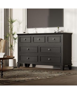 Modern 7 Drawer Dresser for Bedroom – Wide Chest of Drawers – Deep Storage – Water-Resistant Wood Top – Wood Cabinet