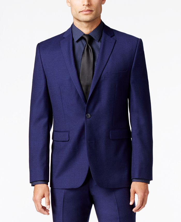 Vince Camuto Men's Slim-Fit Blue Flannel Suit - Macy's