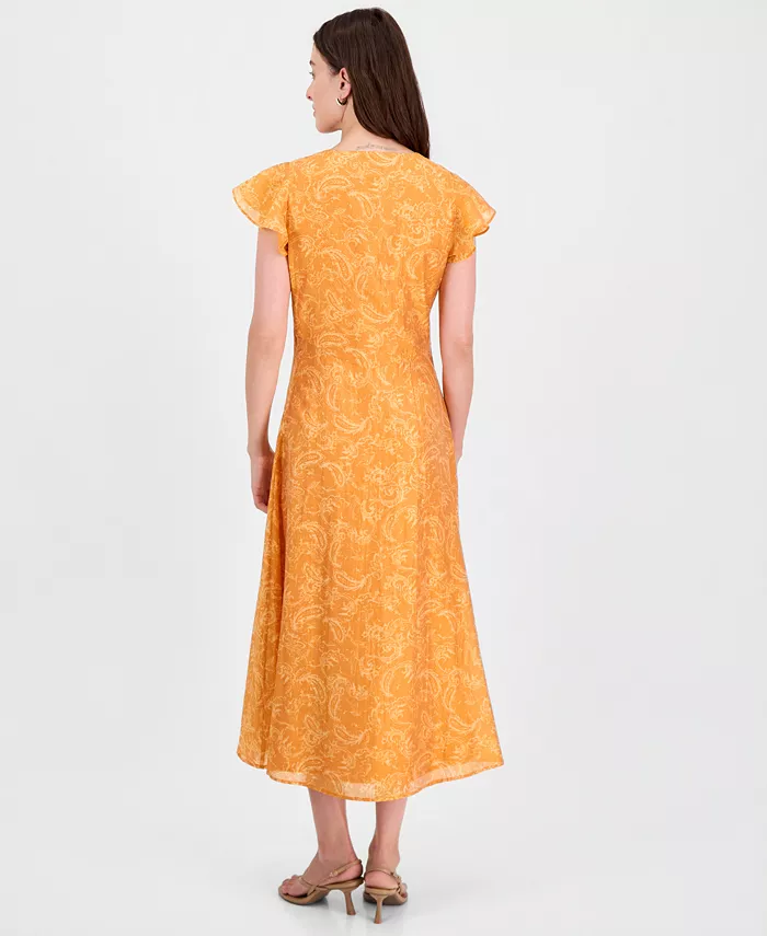 Women's Flutter-Sleeve A-Line Midi Dress - thumbnail 5