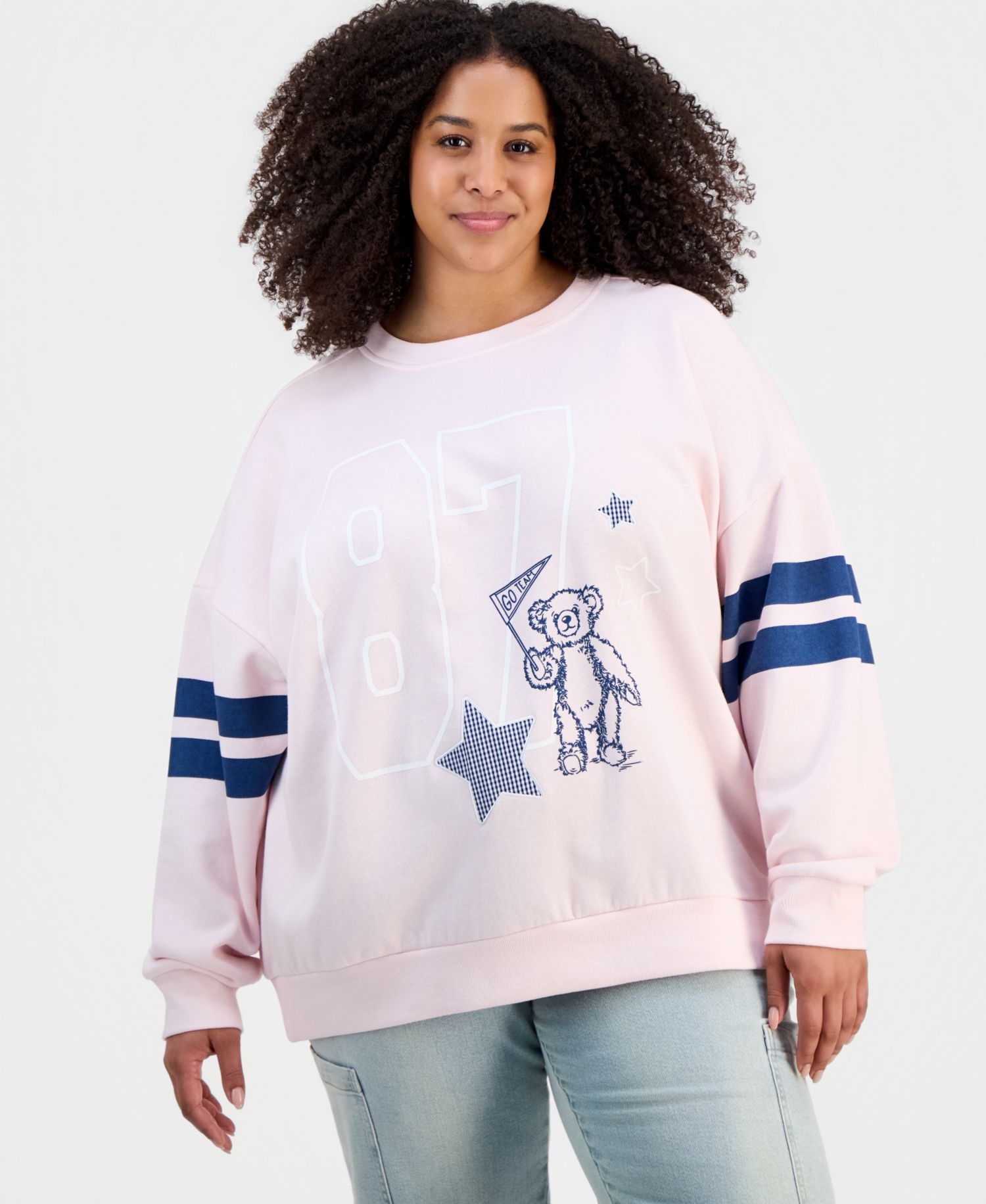 Trendy Plus Size Fleece Crewneck Sweatshirt