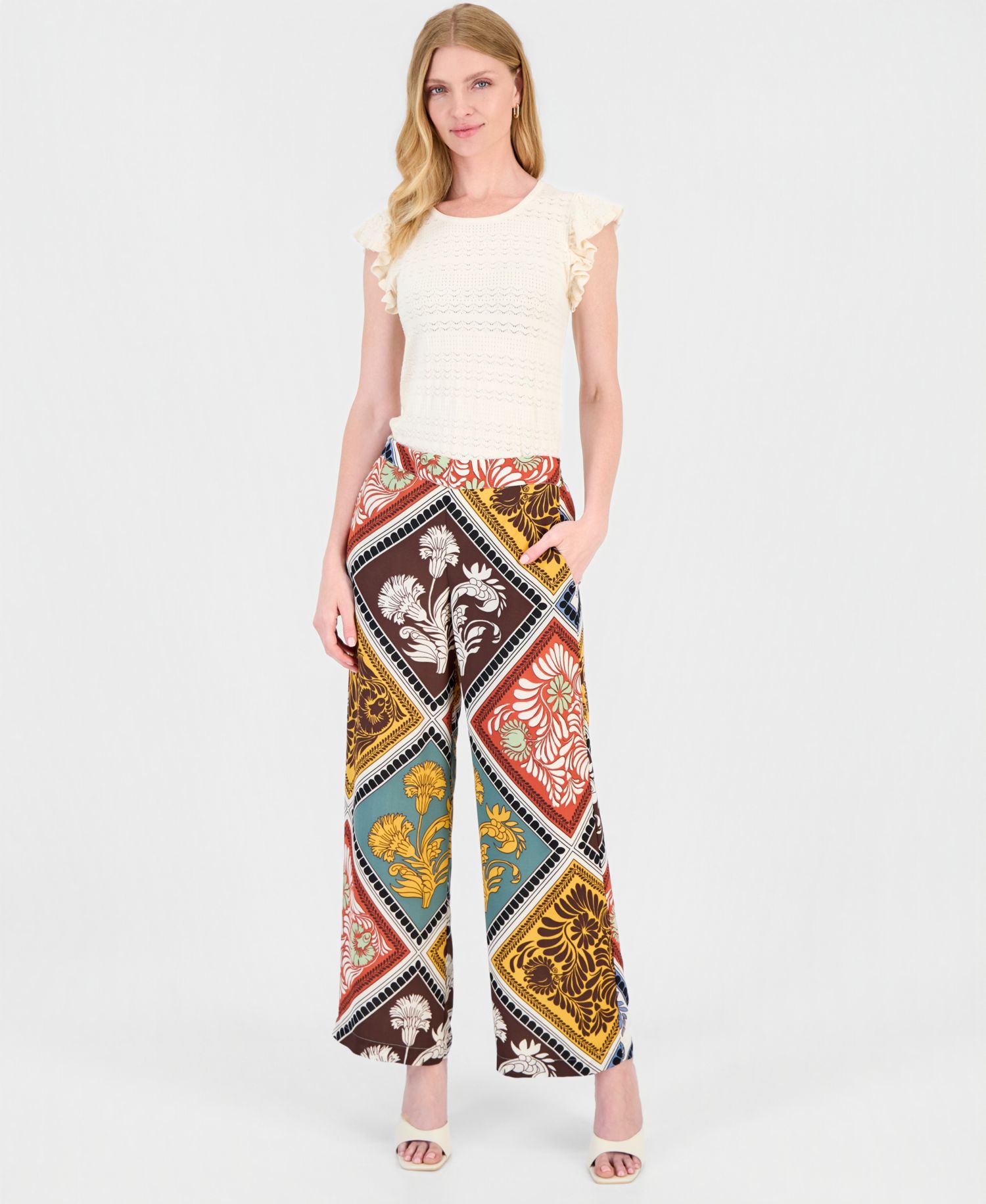 Women's High-Rise Printed Pull-On Pants