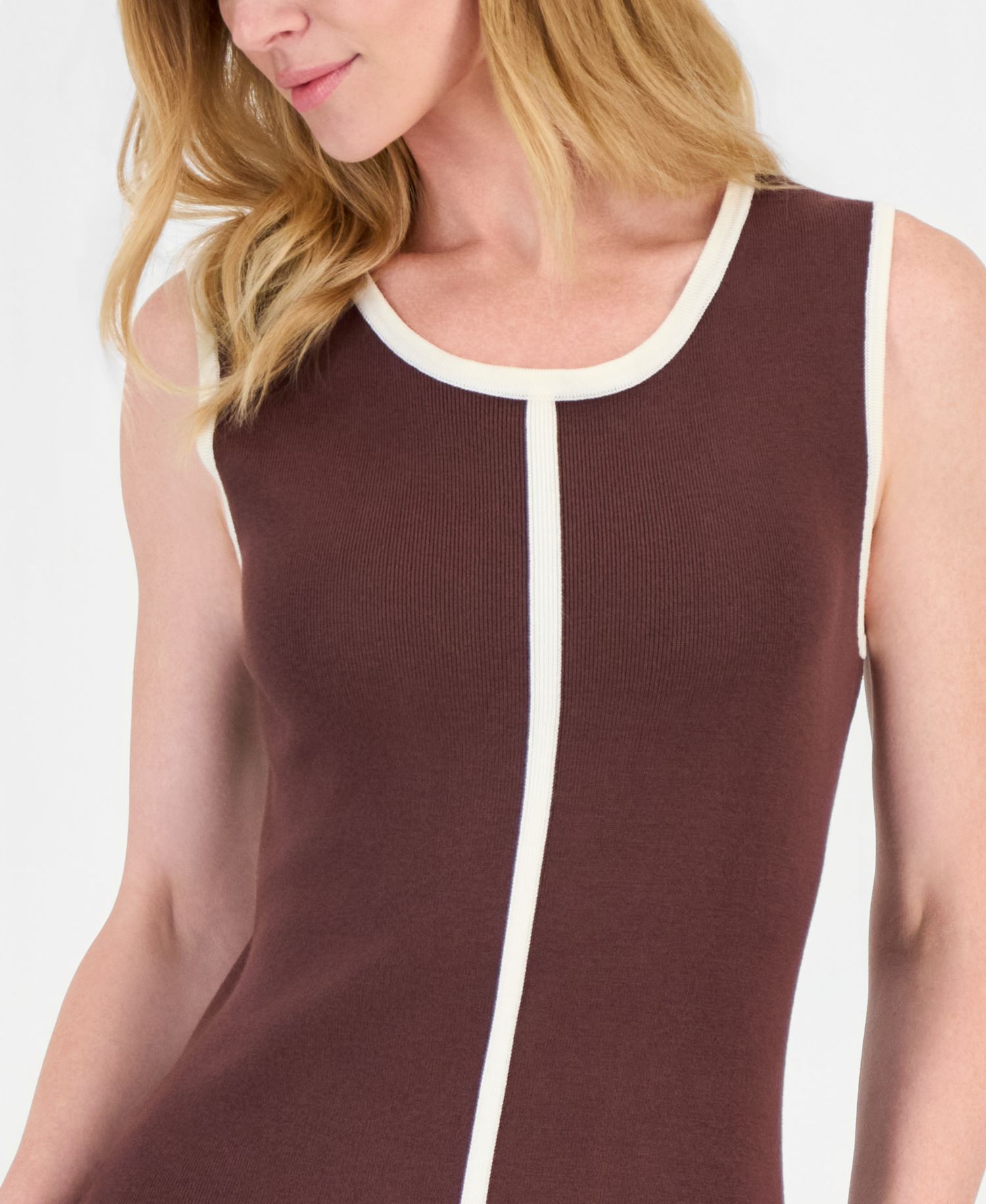 Women's Contrast Tipped Midi Bodycon Dress