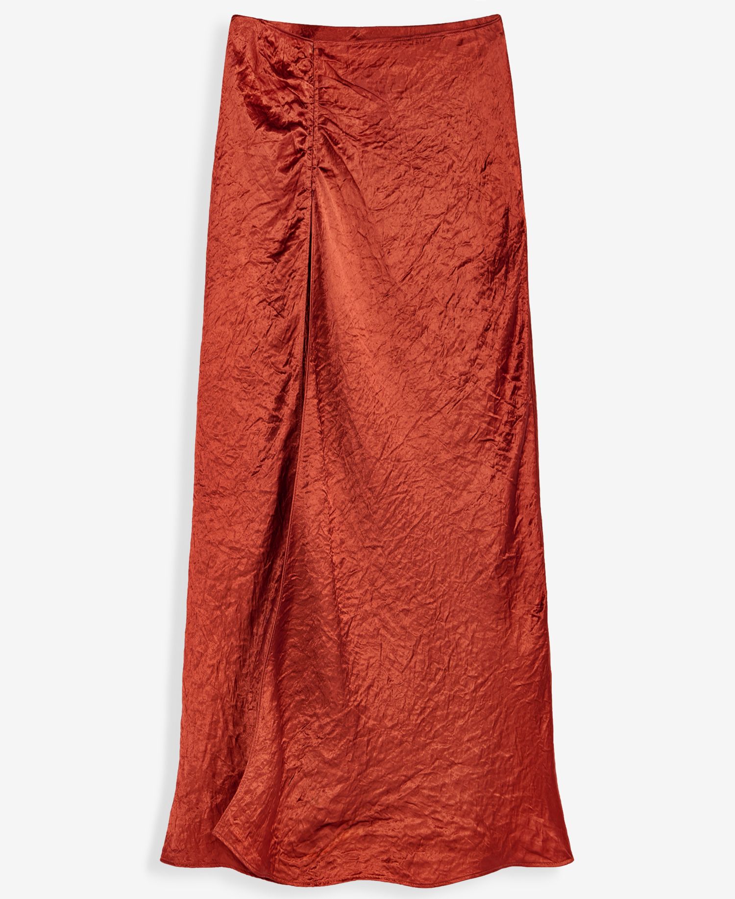 Women's Satin Ruched Midi Skirt