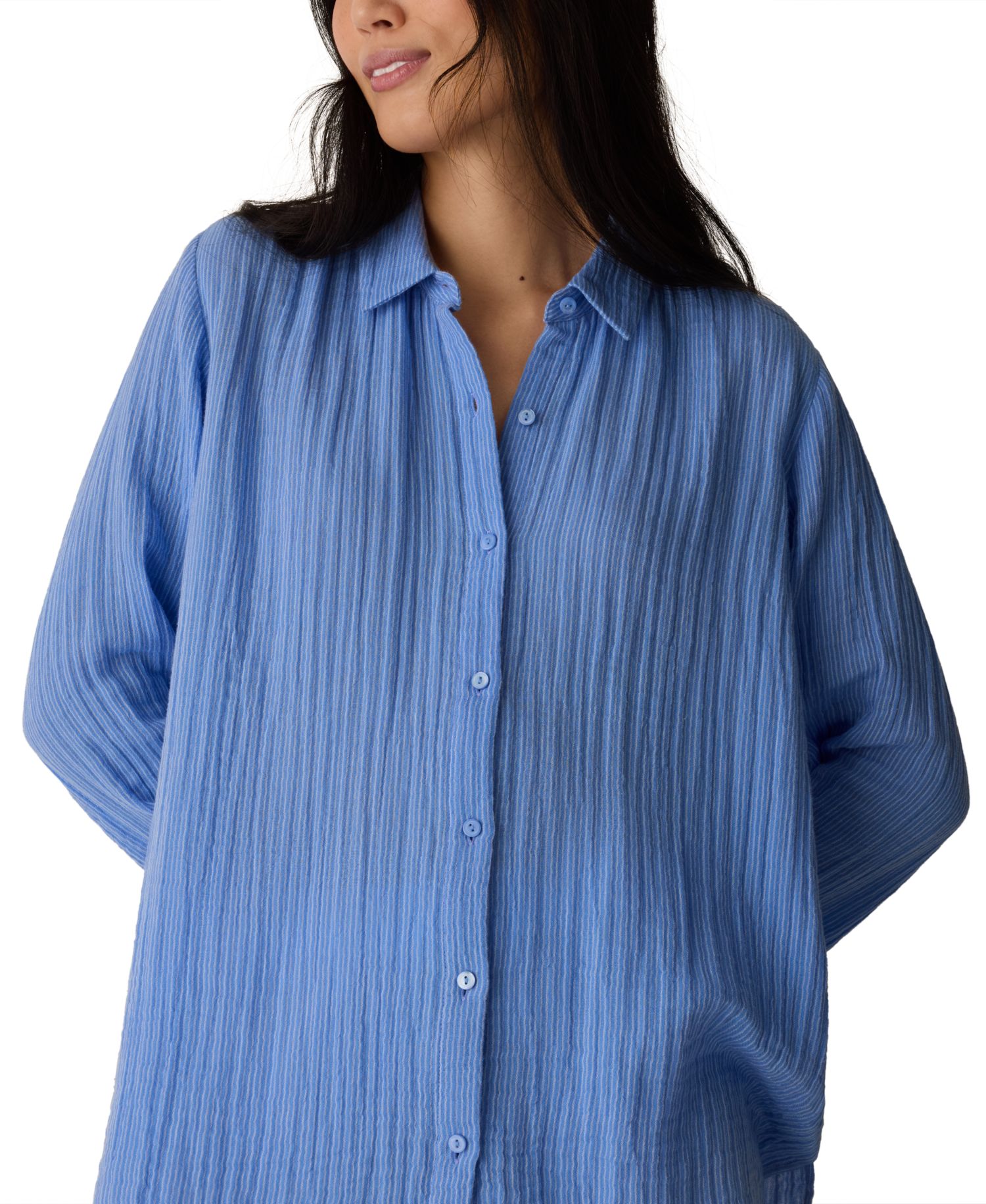 Women's Cotton Striped Long-Sleeve Shirt