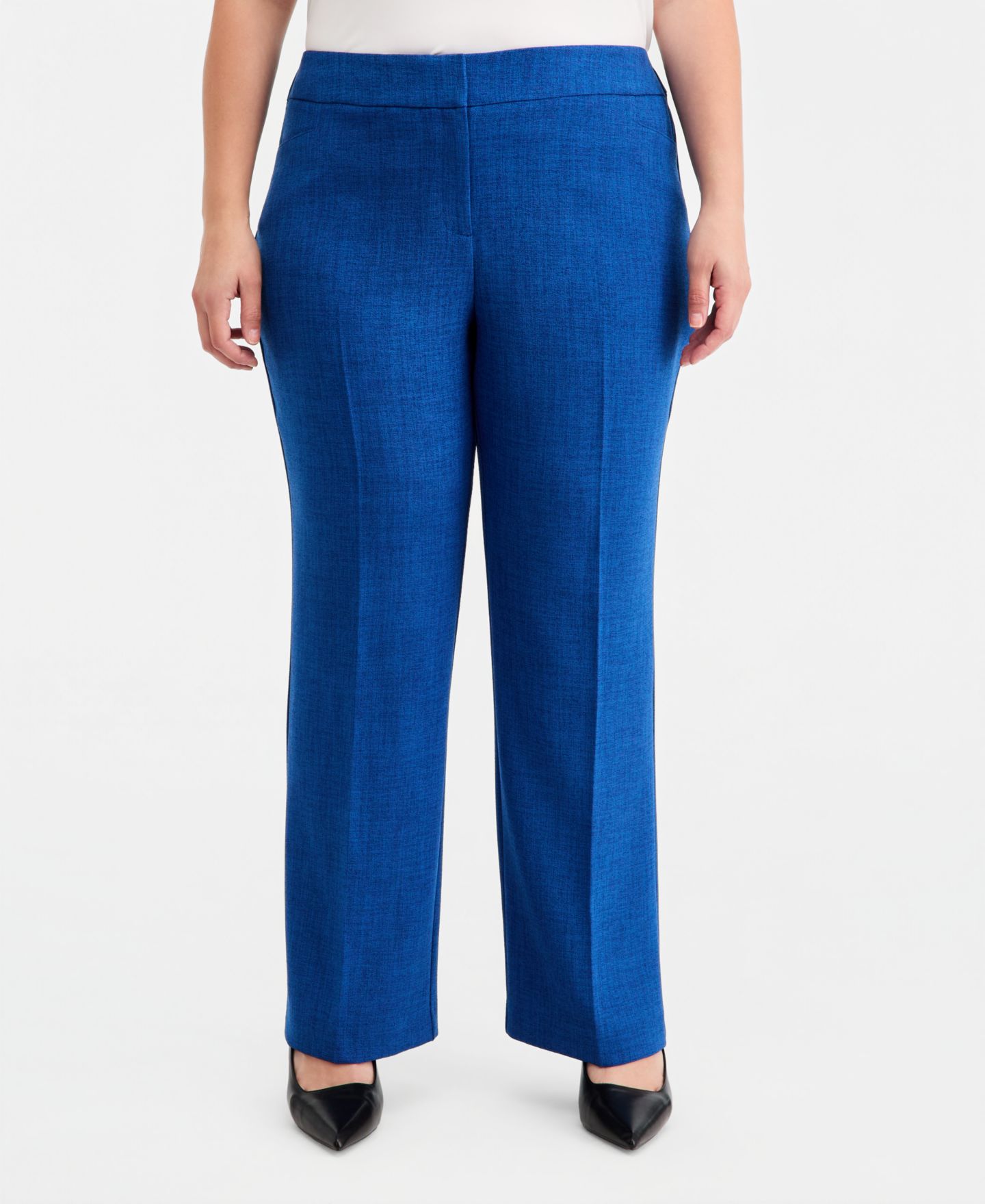 Женские брюки Kasper Plus Size L-Pocket Straight, цвет: Синий ночной меланжевый — фото 2