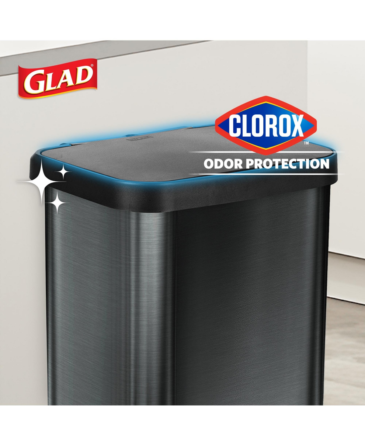 Glad Step Trash Can, Soft Close Lid Bin with Odor Protection, 20 Gallon, Pewter
