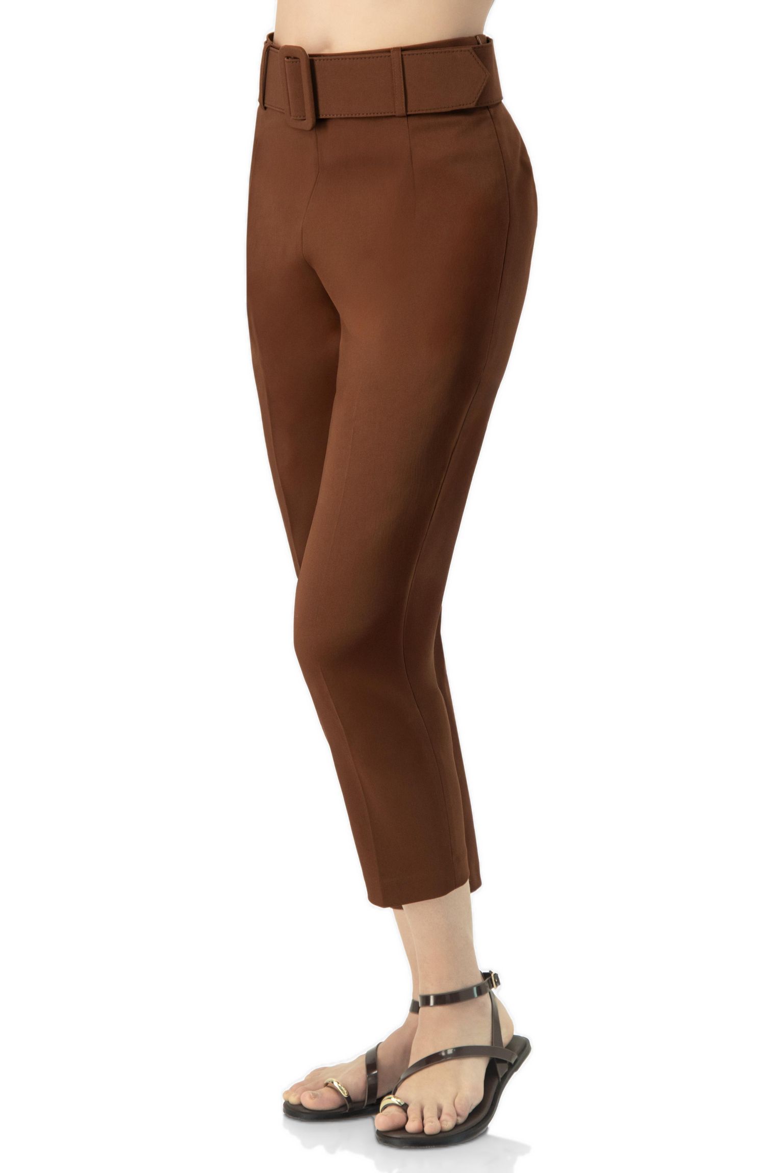 Women's Straight-Leg Gabardine Pants with Belt