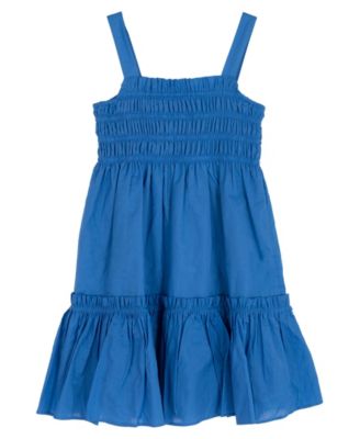 Girls' 7-16 Woven Smocked Bodice 2-Tier Skirt Dress