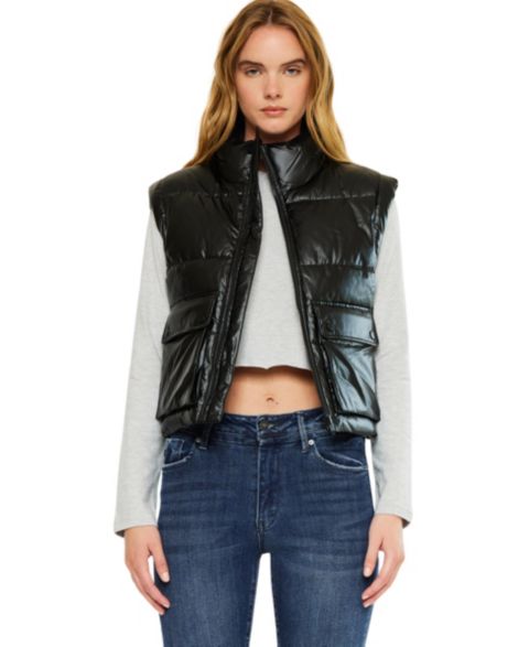 Женские жилеты KanCan Women's Obsidian Cropped Puffer Vest