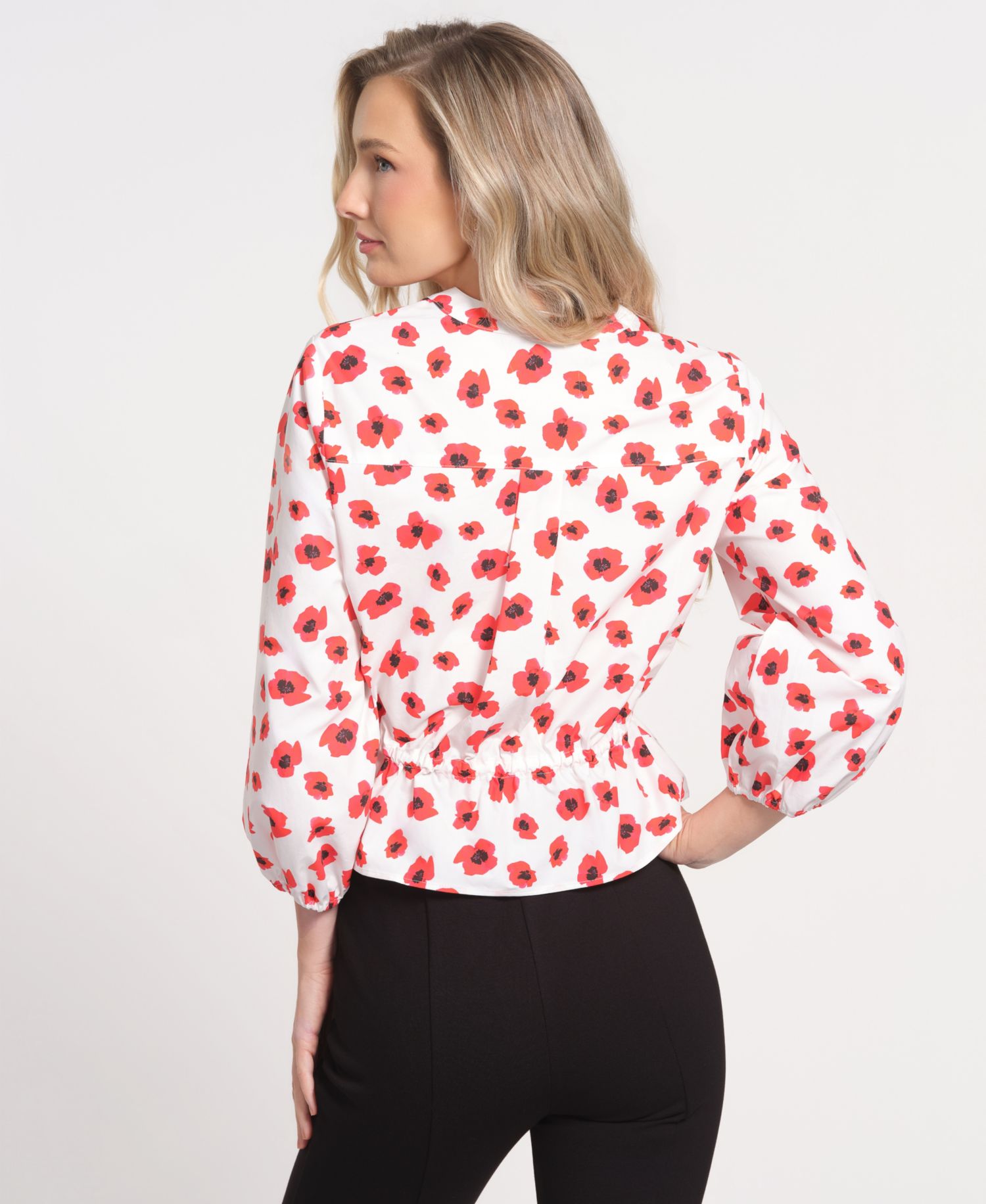 Women's Printed Balloon-Sleeve Top