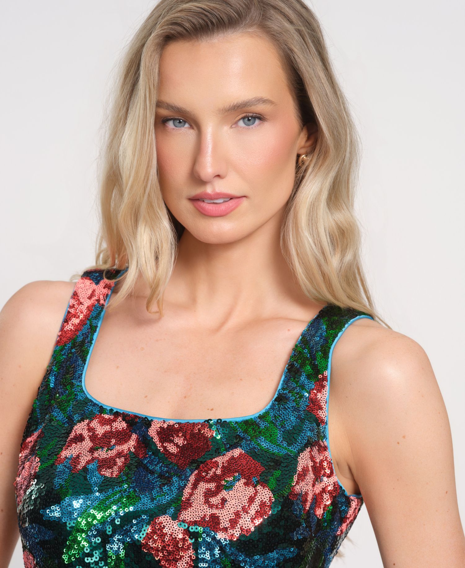 Women's Floral Square Neck Sleeveless Top