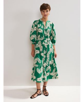 Women's Louisa Mandarin Collar Midi Shirt Dress