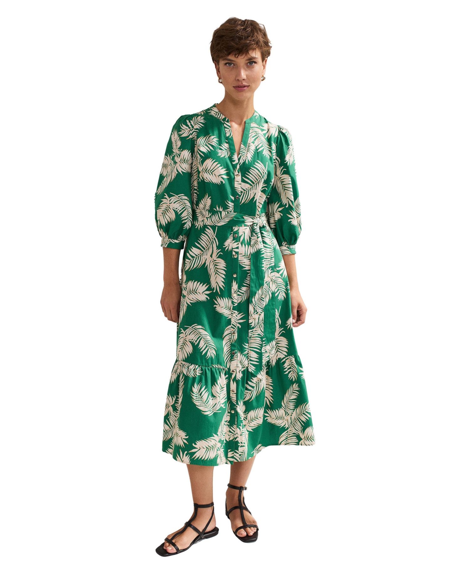 Women's Louisa Mandarin Collar Midi Shirt Dress