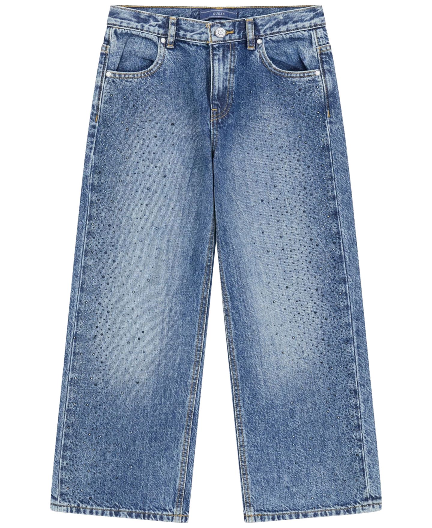 Детские джинсы Guess оверсайз со стразами, 7-16, цвет: Синий — фото 1
