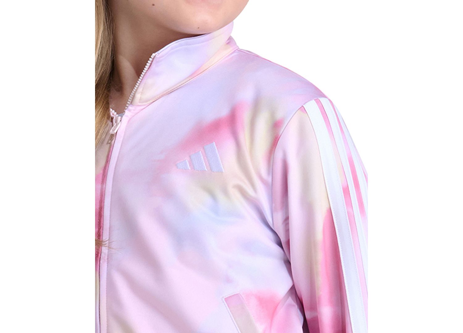 Girls' 8-16 Long-Sleeve Full-Zip Printed Tricot Jacket