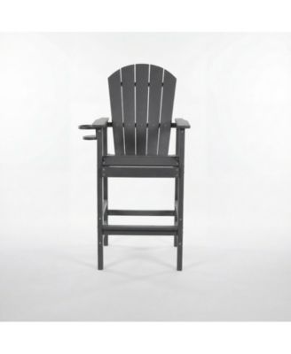 All Weather HDPE Bar Height Adirondack Chair with Armrests and Cup Holder