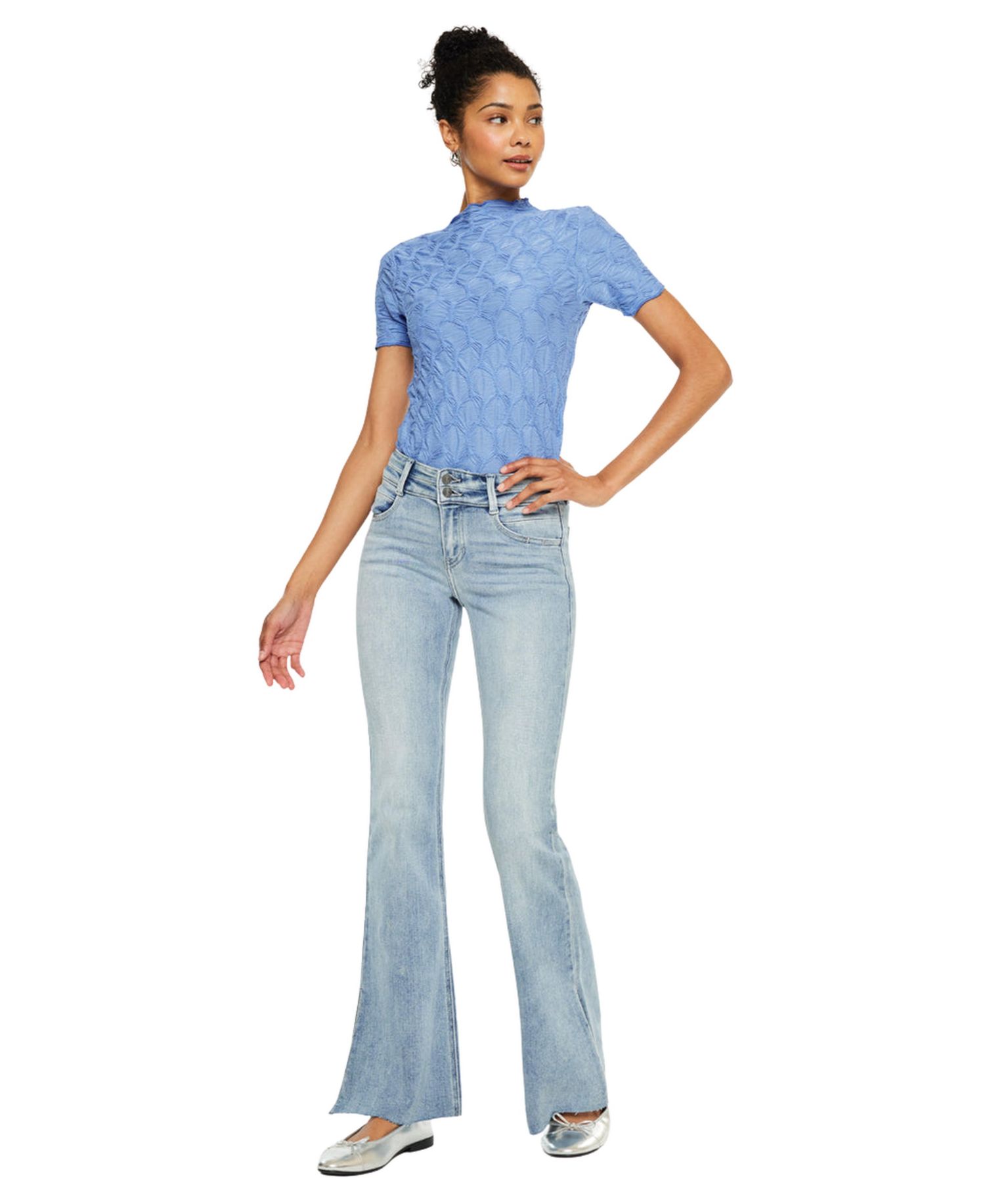 Women's Selena Mid Rise Double Waistband Flare Jeans