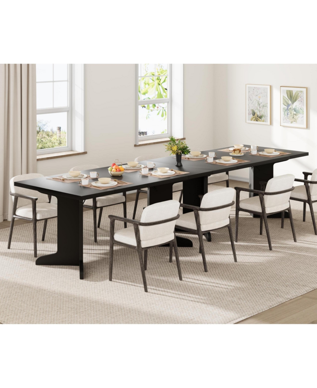 gaomon 71" Large Dining Table for 6 to 8 People, Modern Dinner with Unique Wooden Legs, Rectangle Kitchen