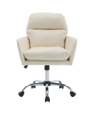 PU Leather Office Desk Chair - 360degree(s) Swivel, Height Adjustable, Thick Padded Seat, Ergonomic Computer Chair for Study Room