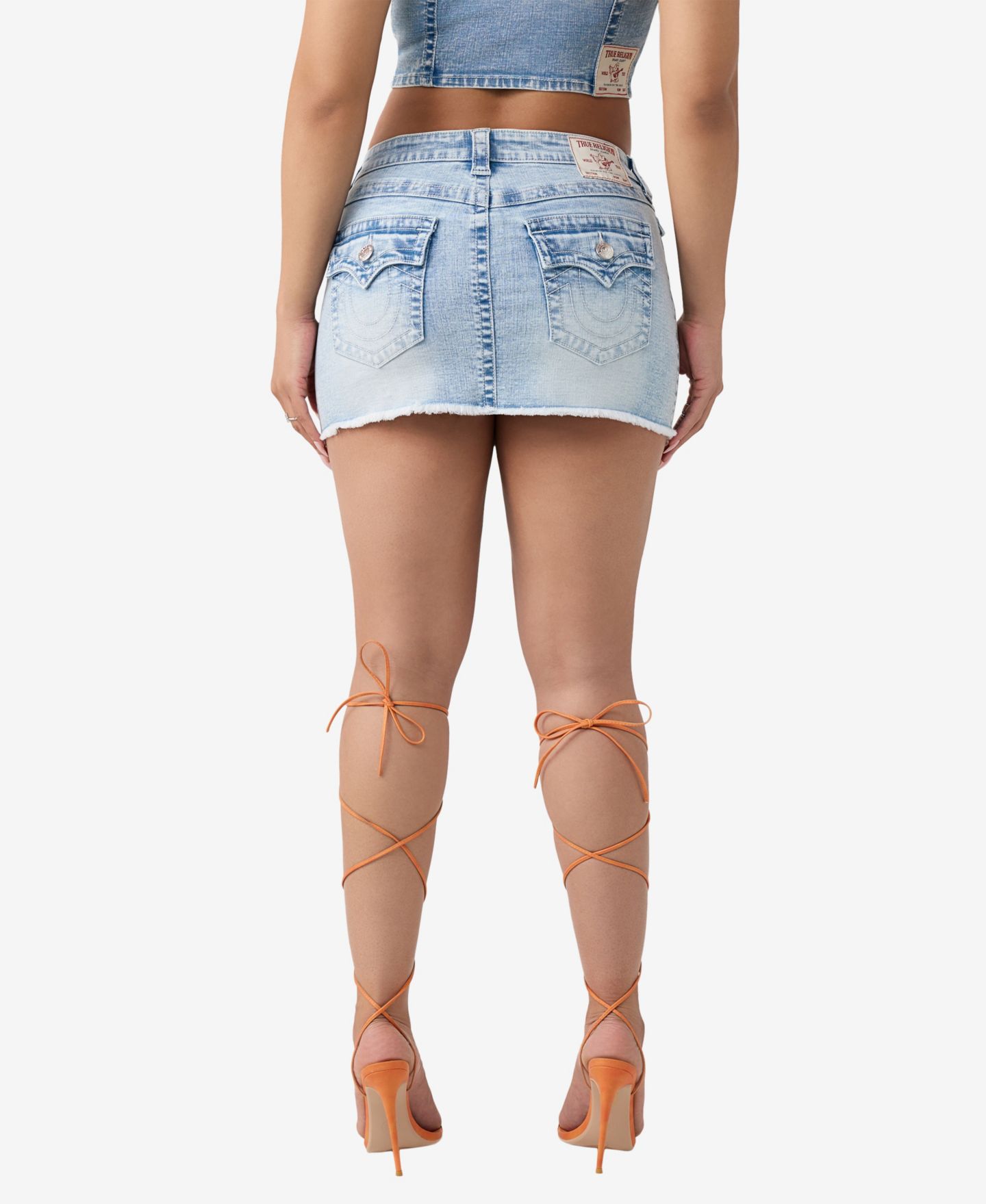 Женская юбка True Religion Sadie Mini Denim Flap, цвет: Freckle Wave — фото 3
