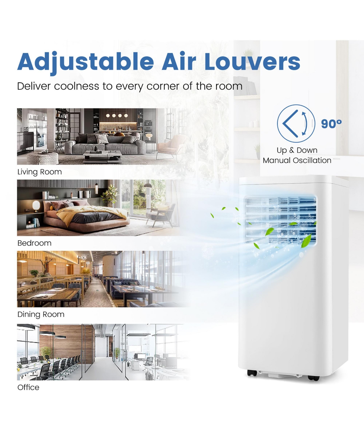 Costway 5000 Btu (8000 Btu Ashrae) Portable Air Conditioner 3-in-1 Ac Unit With Cool Dehum Fan Sleep Mode