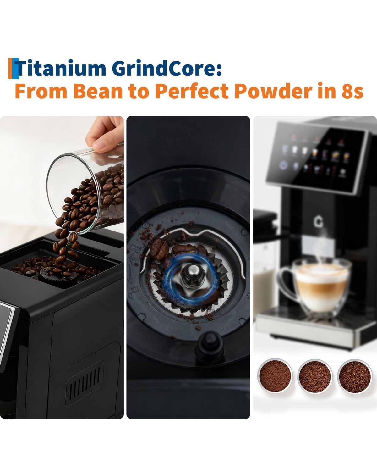 gaomon Automatic Coffee Machine with Built-in Grinder and Milk Frother, One-Touch Operation