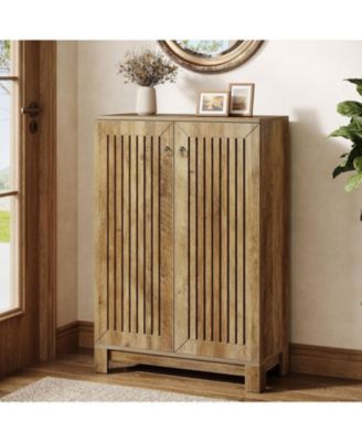 Shoe Cabinet with Doors, 5-Tier Shoe Storage Cabinet, Wooden Entryway Shoe Rack Organizer