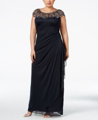Xscape Plus Size Illusion Beaded Gown - Dresses - Women - Macy&#39;s