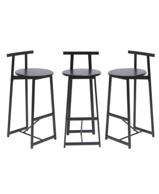 Bar Stool Set of 3 Counter Height Barstools with Backrest, Armless Design for Kitchen Island Dining Use