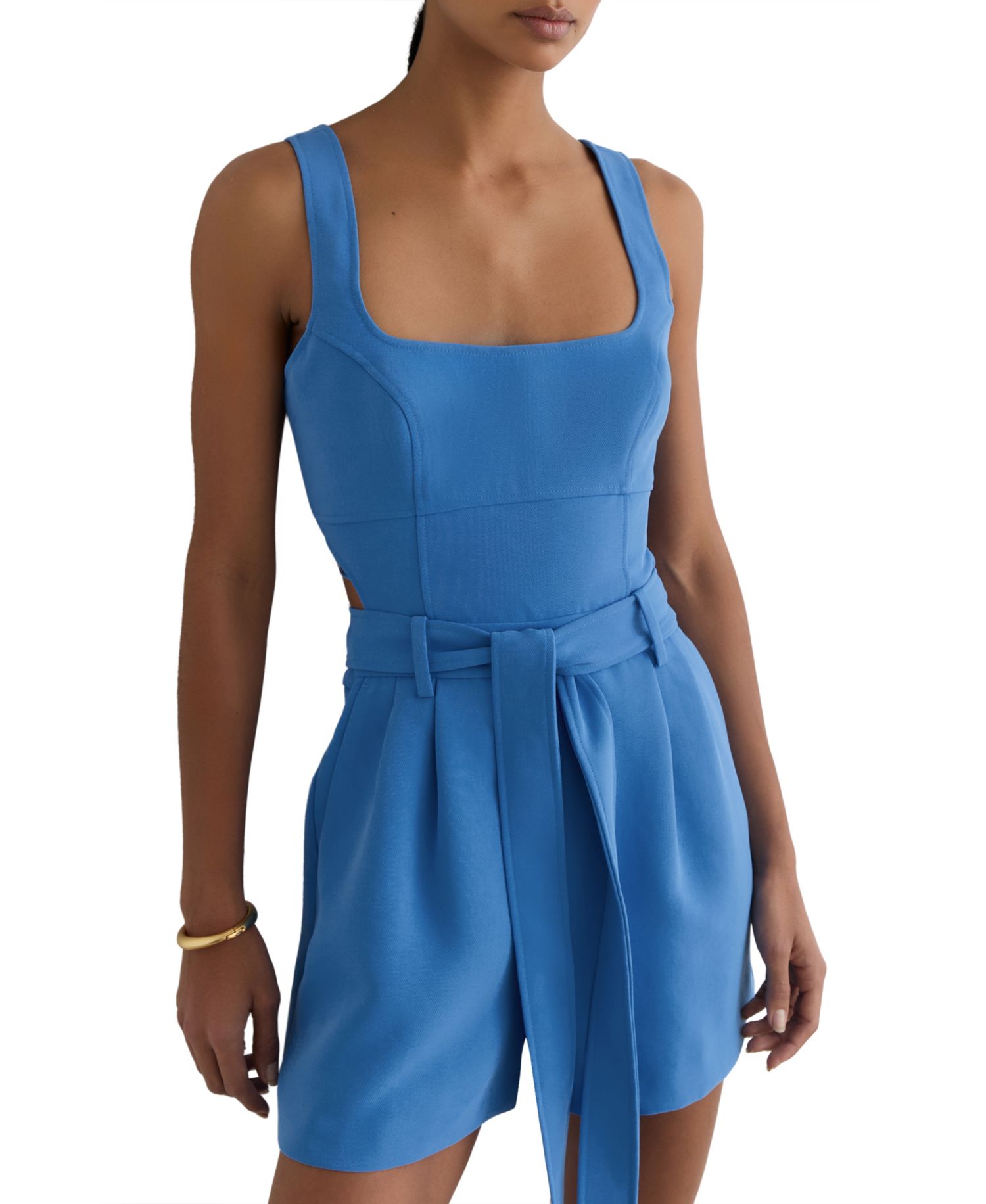 Women's Structured Cut-Out Belted Playsuit