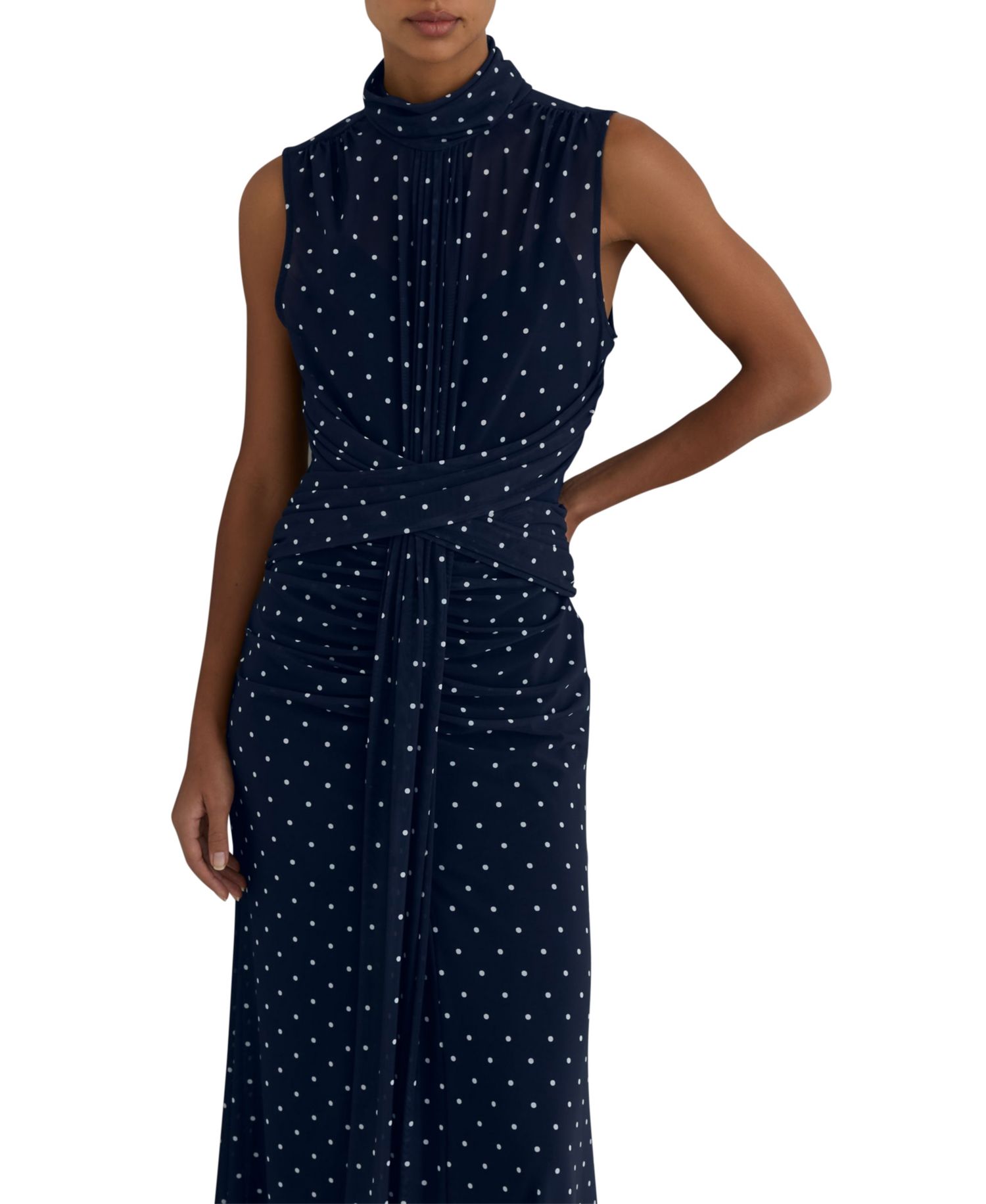 Women's Polka-Dot Print Sleeveless Maxi Dress