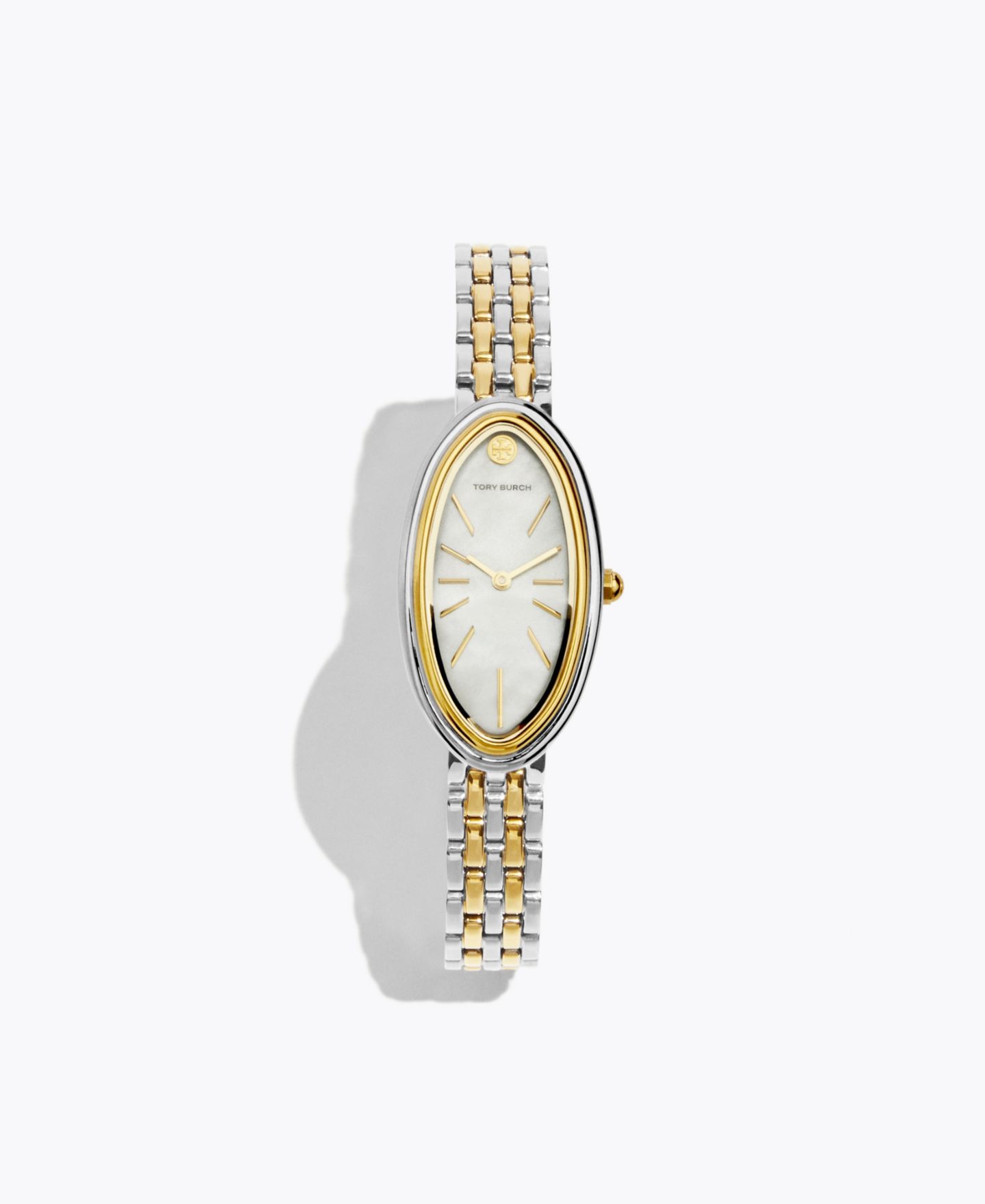 Женские часы Tory Burch The Oval Elongated Quartz Two-Hand Two-Tone Stainless Steel Watch, 22mm — фото 8