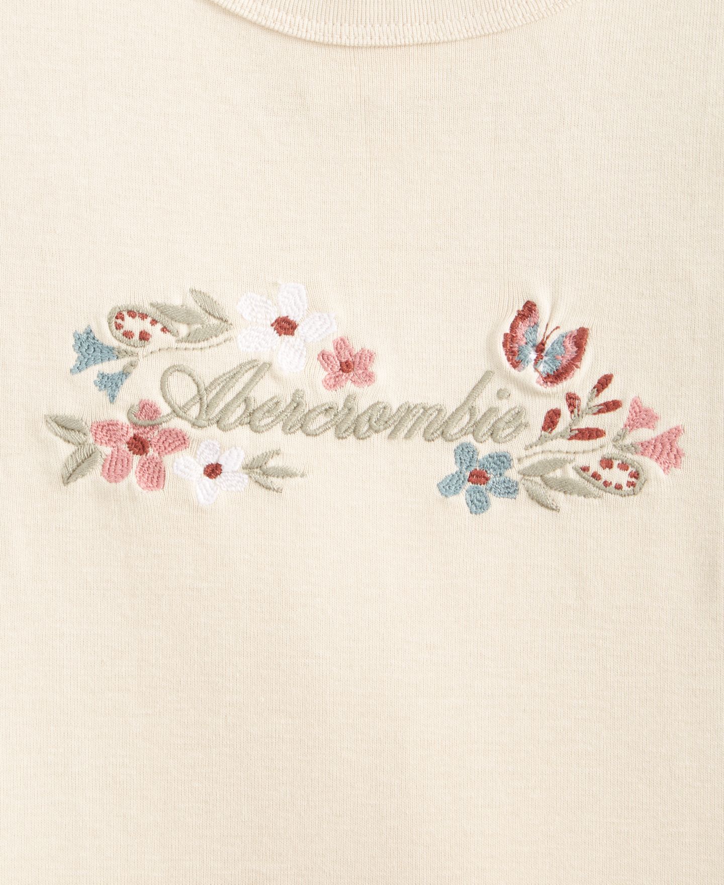 Футболка abercrombie kids Floral Logo Baby T-Shirt для девочек, цвет: Светлый бежевый — фото 6