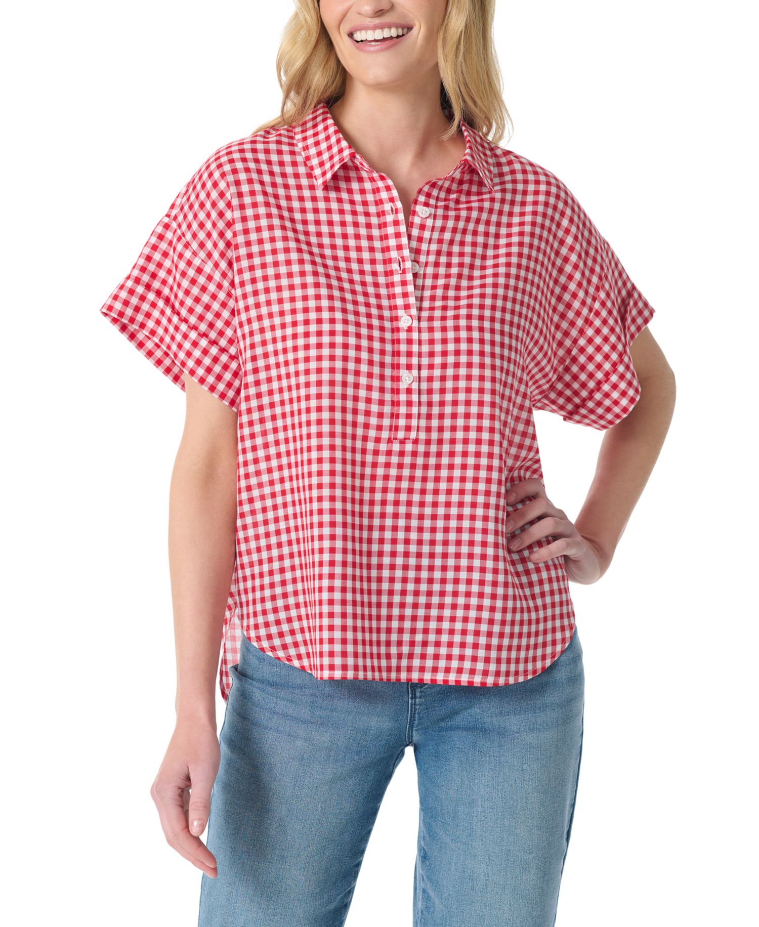 Women's Austin Gingham Print Short-Sleeve Top