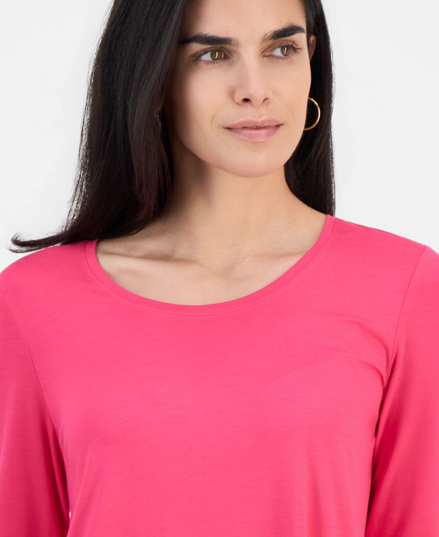 Petite 3/4-Sleeve Scoop Neck Top