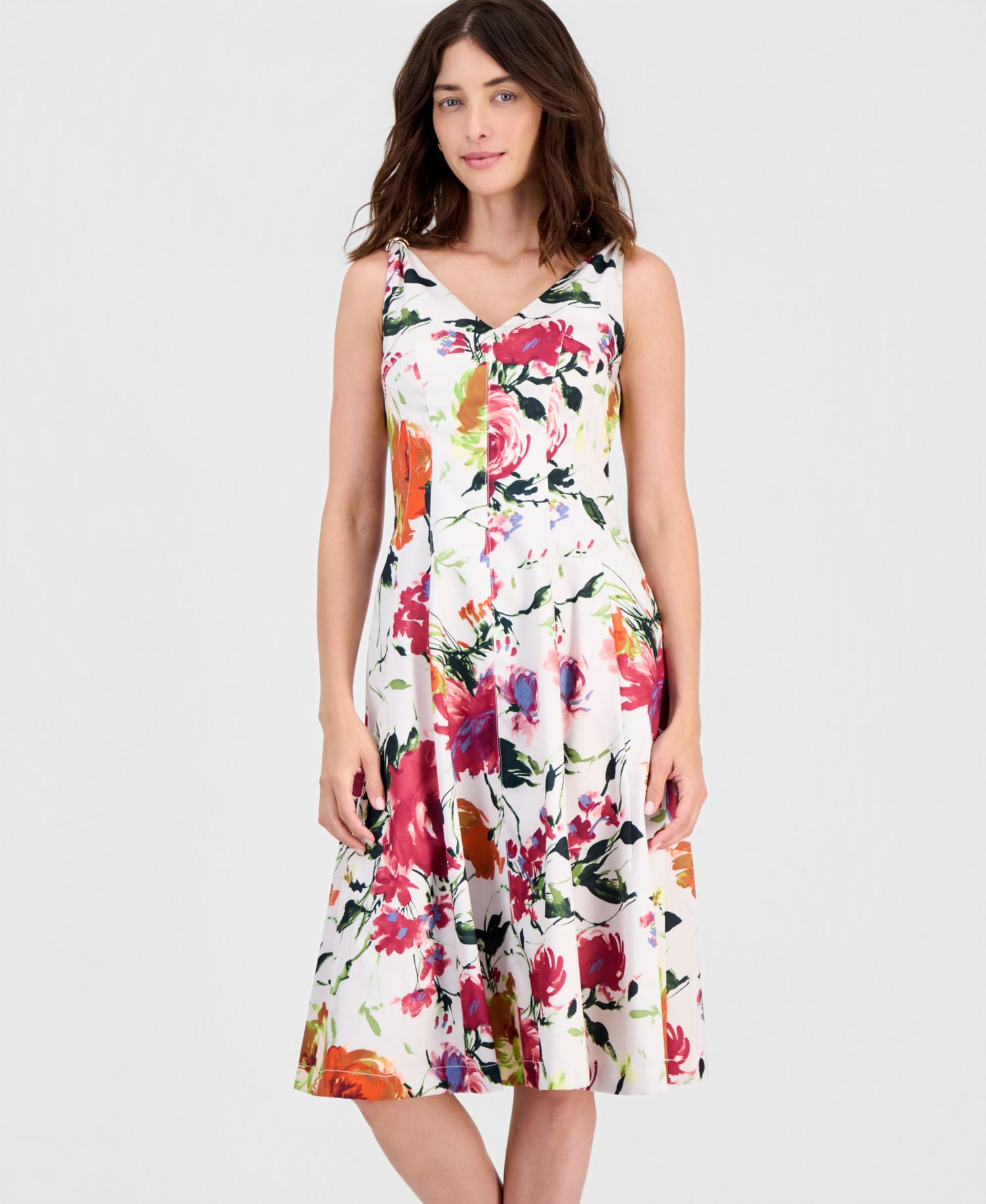 Women's Printed Sleeveless Fit & Flare Dress