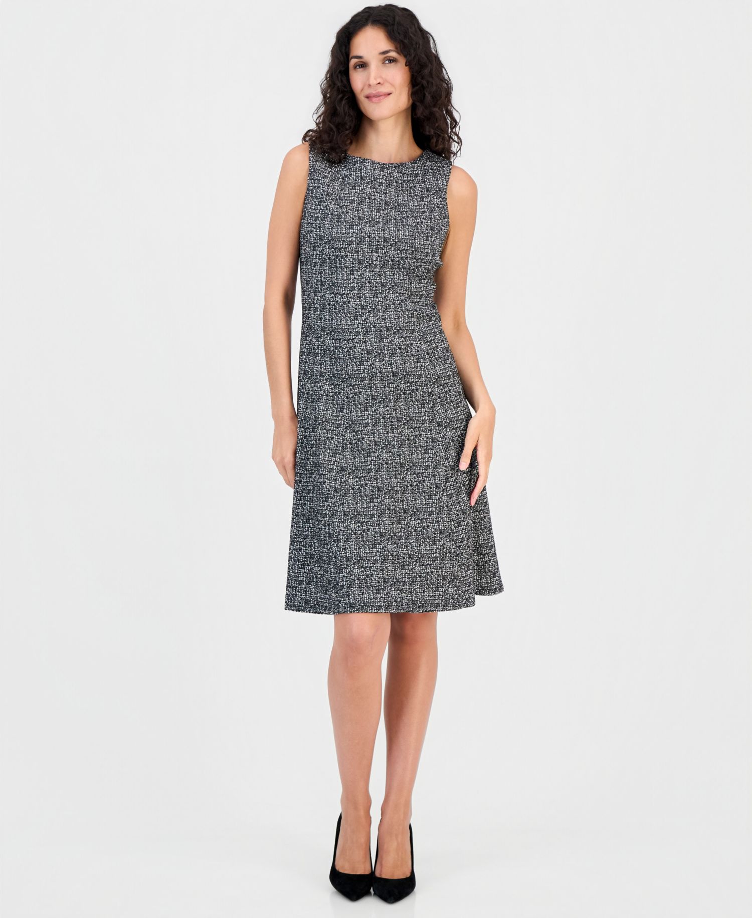 Women's Boat-Neck Sleeveless Fit & Flare Dress