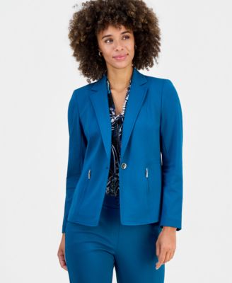 Petite Notch-Collar One-Button Compression Jacket