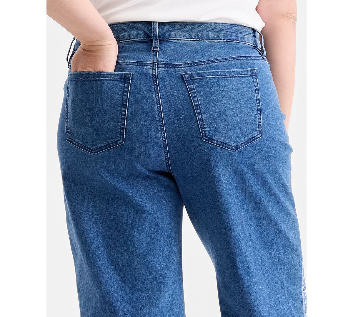 Style & Co Plus Size Printed High-Rise Five-Pocket Wide-Leg Jeans, Macy's Exclusive view 5 — MAYCSS fashion products